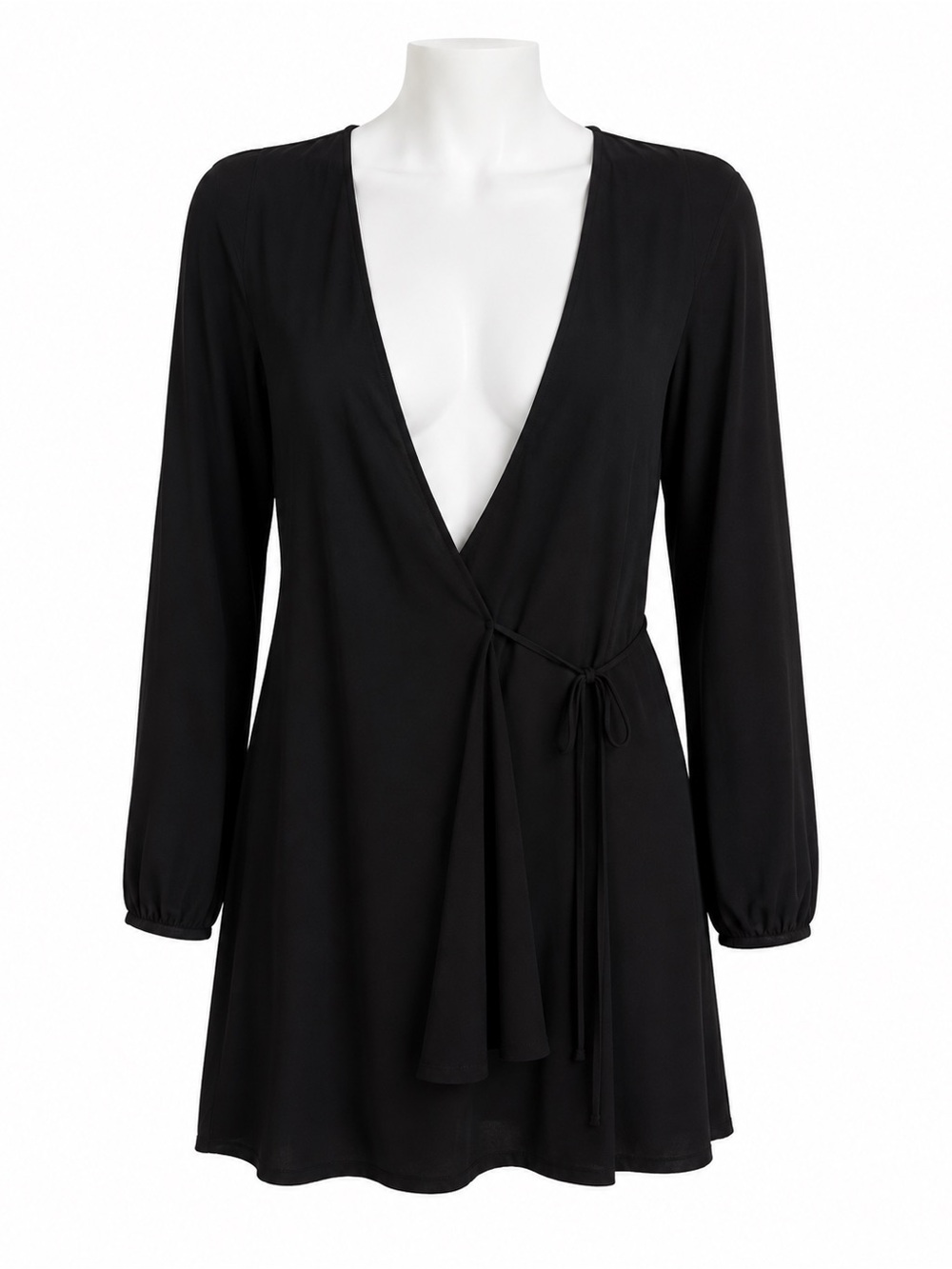 Size XS Babaton Black Wrap Dress Long Sleeve Mini Cocktail Career Dress